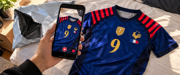Un maillot Blue Lock filmé au téléphone pour TikTok