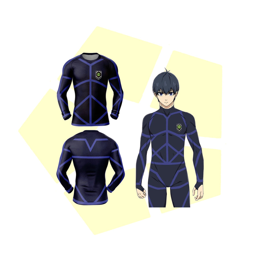 T-Shirt Compression Blue Lock - Maillot Sport Fitness